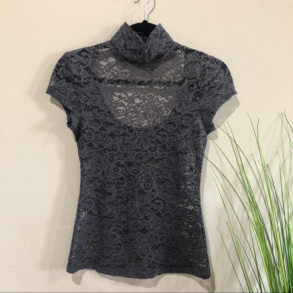 Express lace top Gray XS gothic goth Victorian cosplay